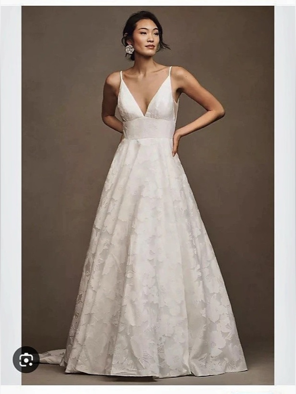 Jenny Yoo Hawkins V-Neck A-Line Printed Organza Wedding Dress Floral - SIZE 4
